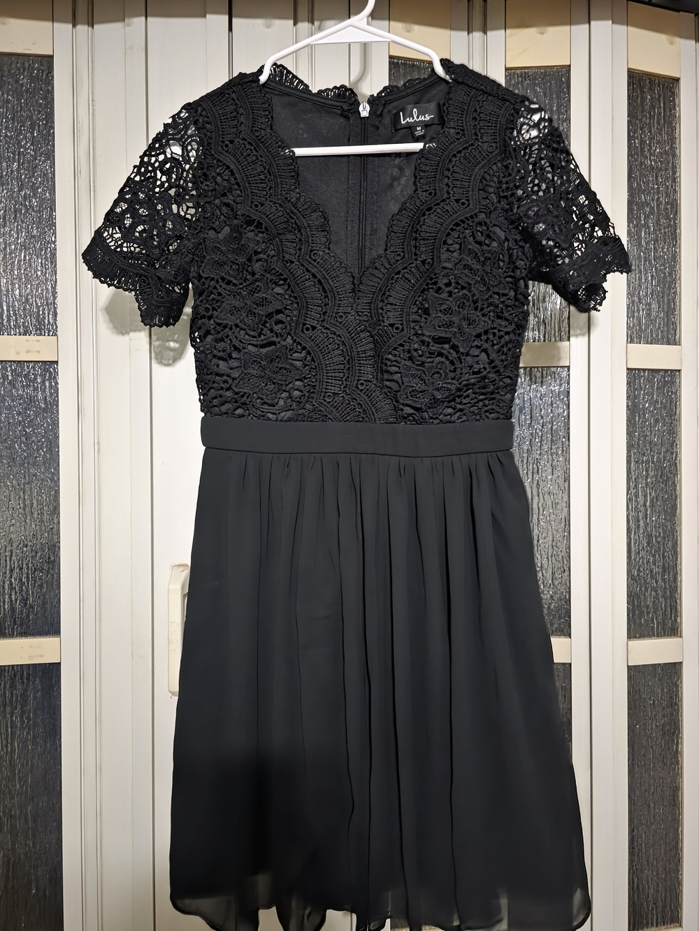 Lulus Black Lace Bodice Chiffon Mini Dress